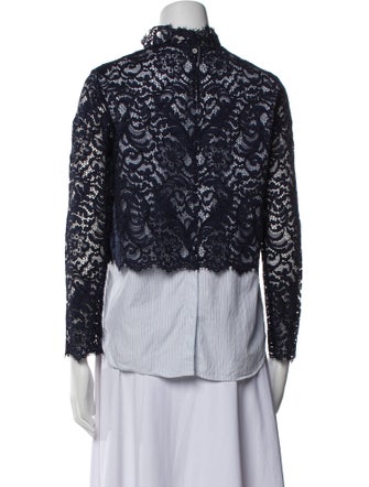 Sandro Lace Pattern Mock Neck Blouse