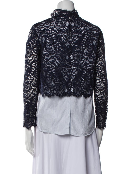 Sandro Lace Pattern Mock Neck Blouse