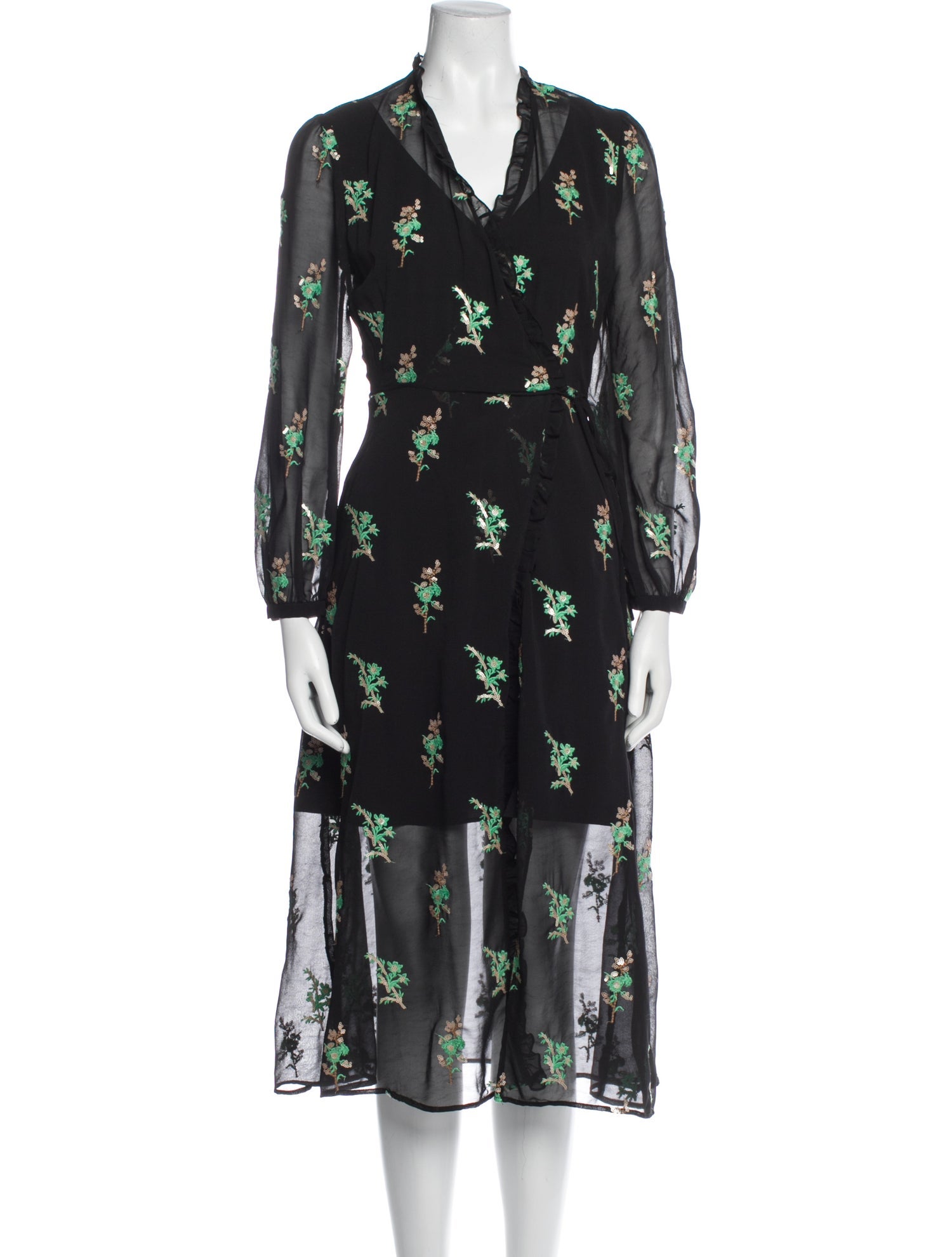Sandro Floral Print Long Dress