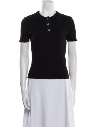 Sandro Mock Neck Short Sleeve Polo