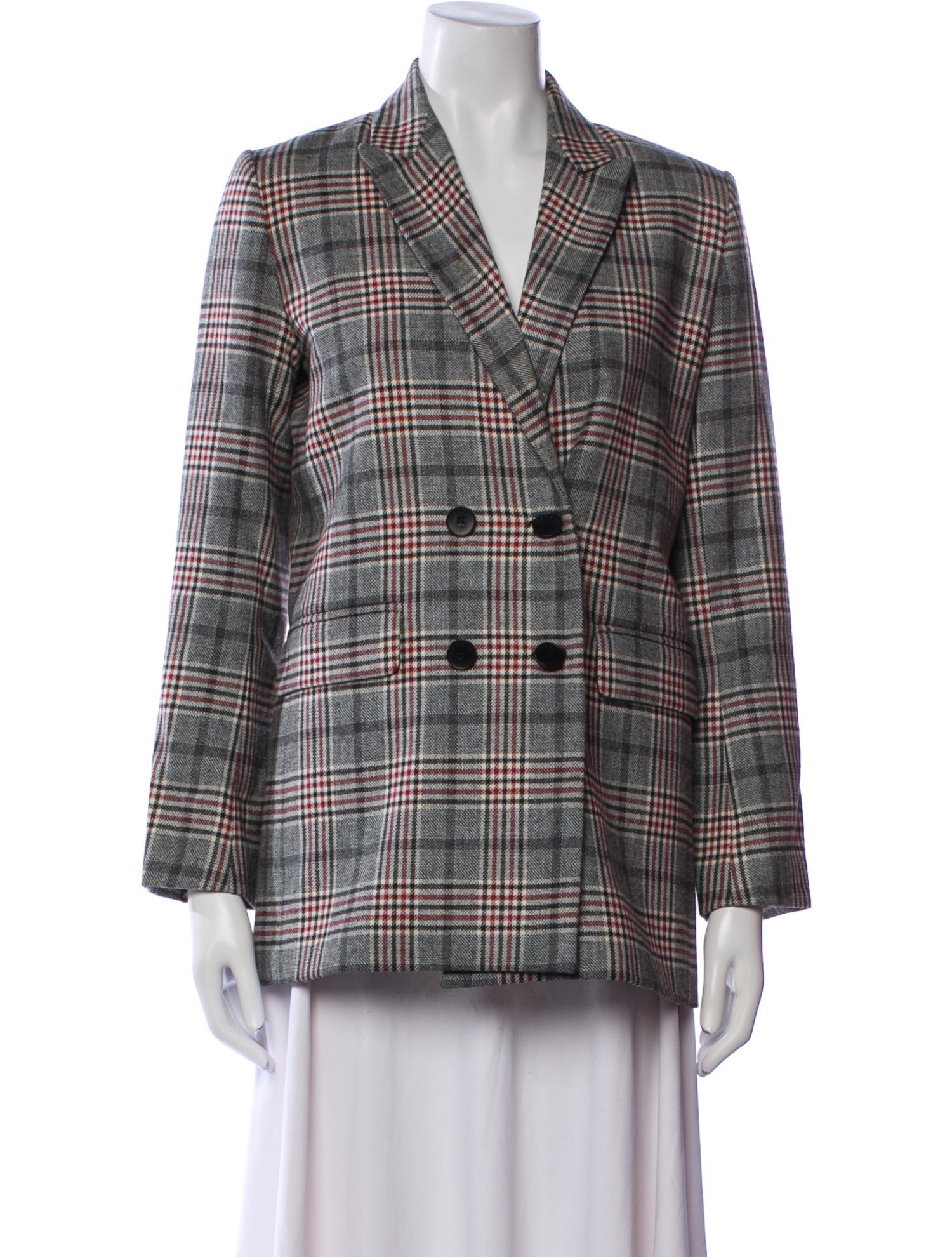 Sandro Wool Plaid Print Blazer