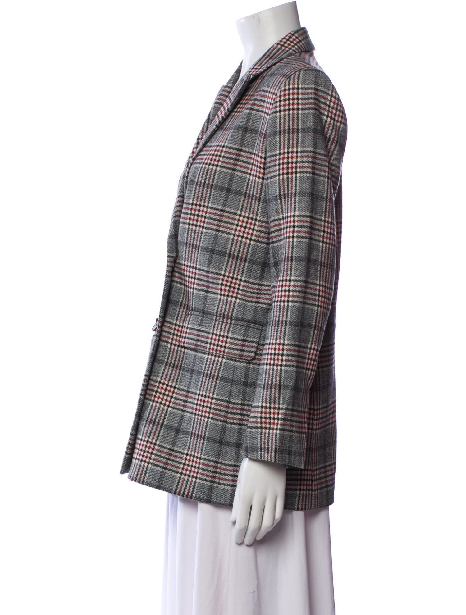 Sandro Wool Plaid Print Blazer