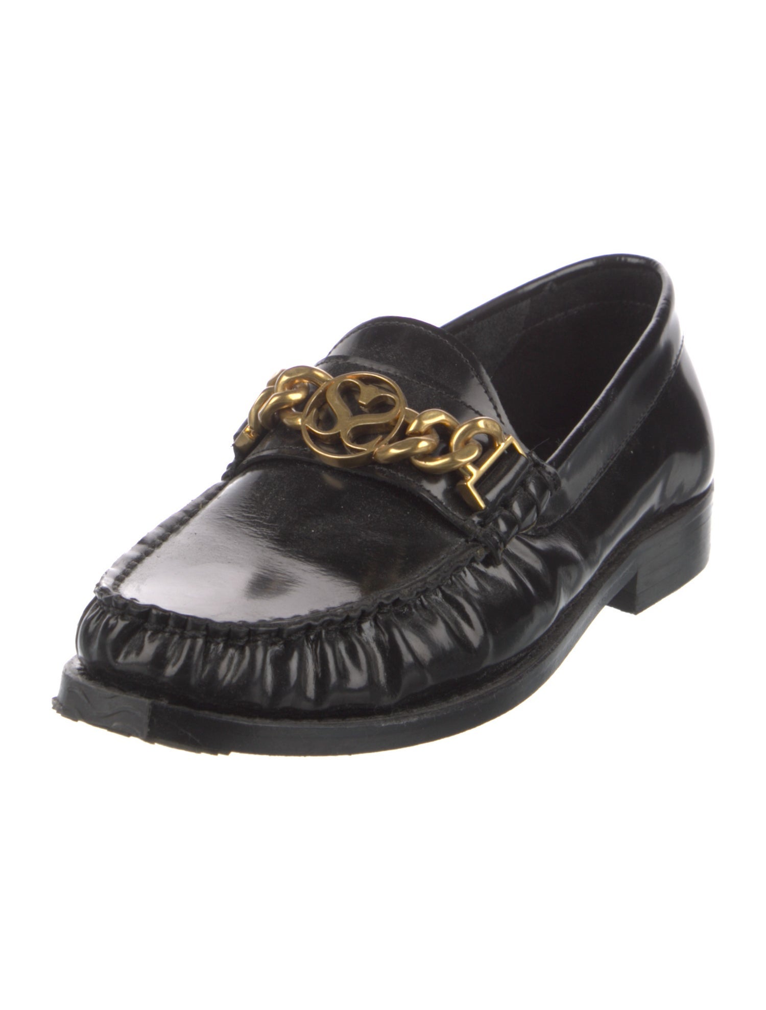 Sandro Leather Chain-Link Accents Loafers