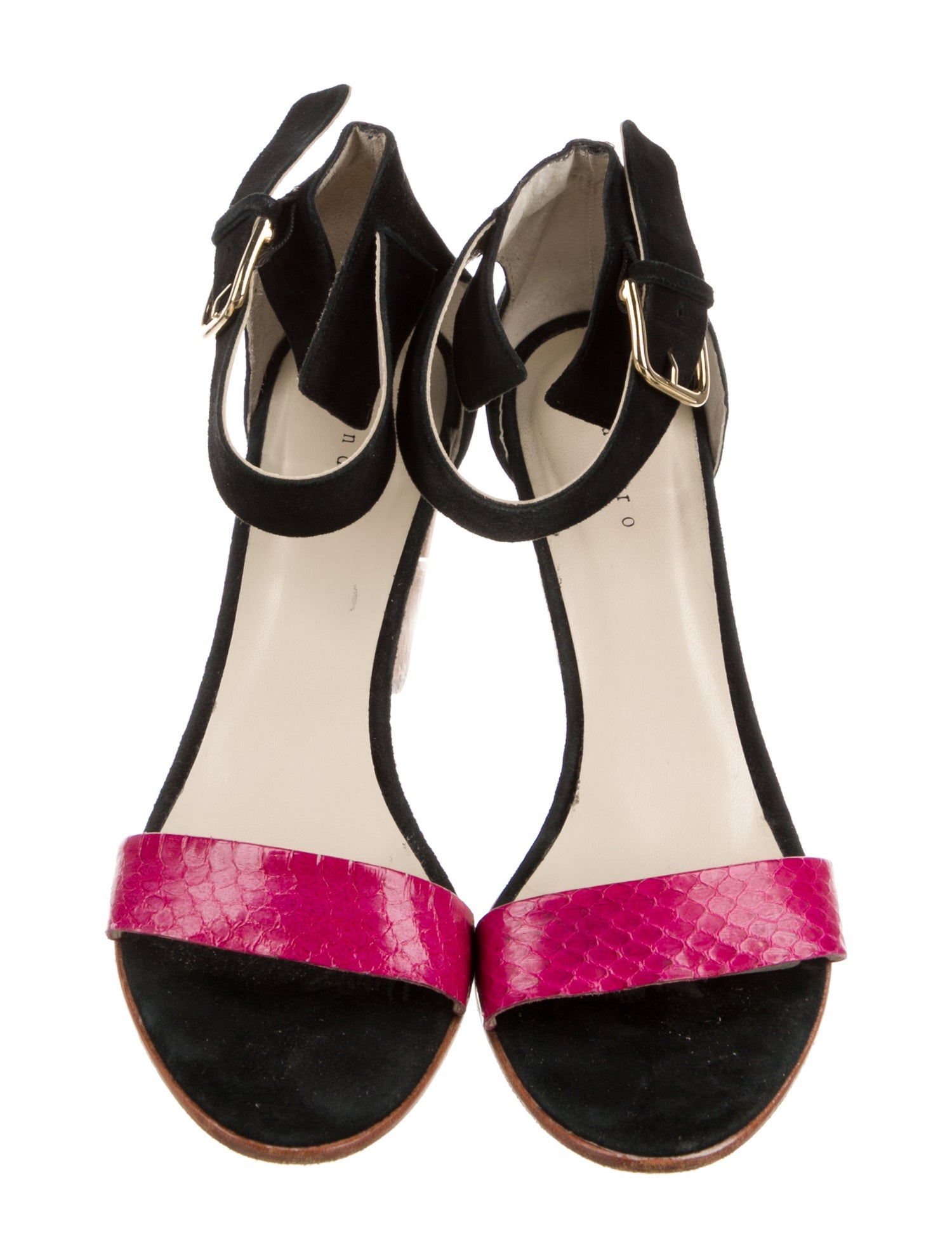 Sandro Suede Colorblock Pattern Sandals