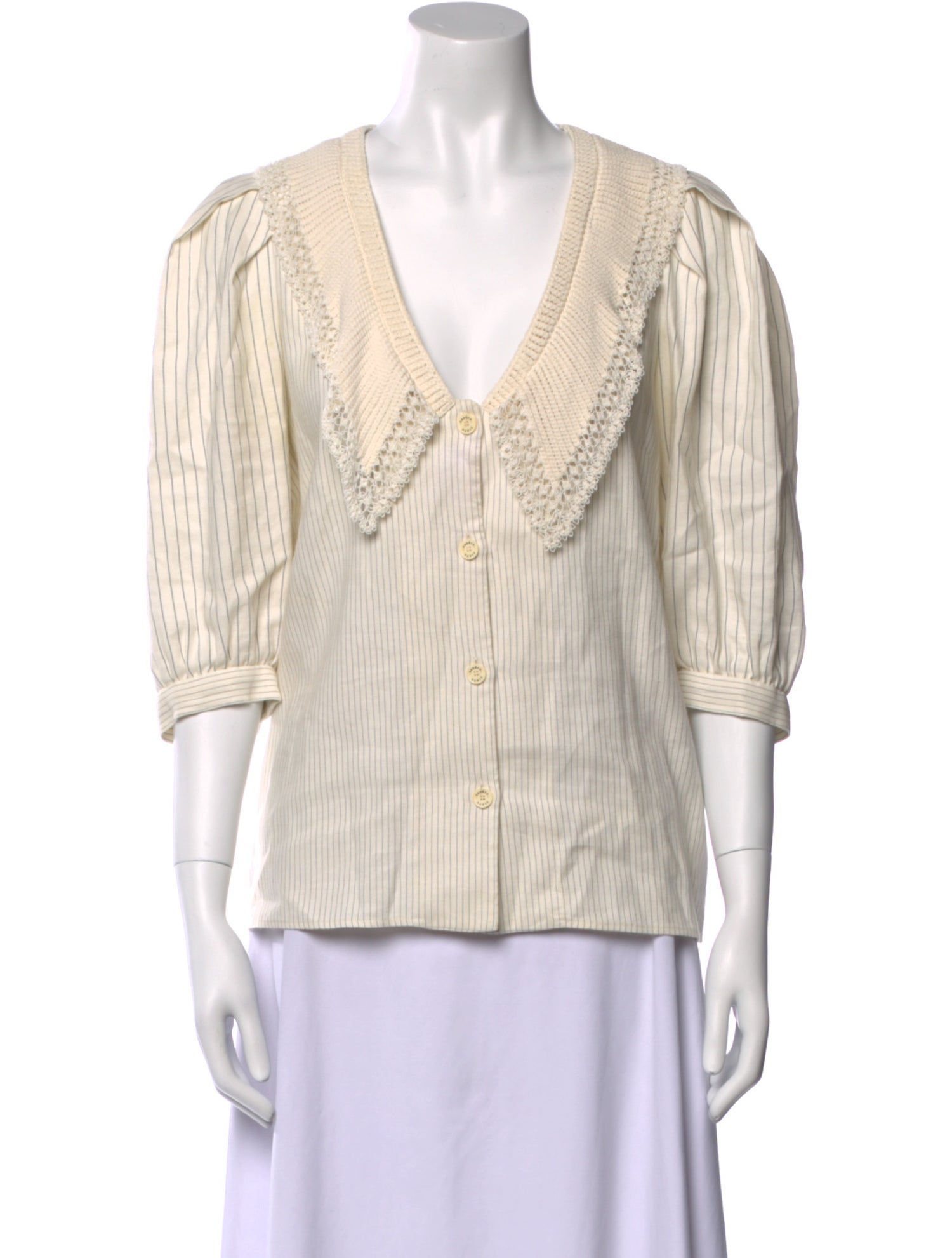 Sandro Linen Striped Blouse
