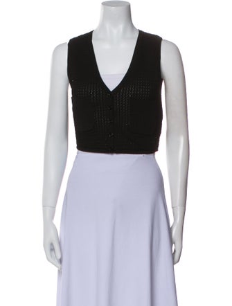 Sandro V-Neck Sleeveless Crop Top