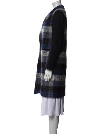 Sandro Wool Plaid Print Peacoat