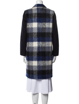 Sandro Wool Plaid Print Peacoat
