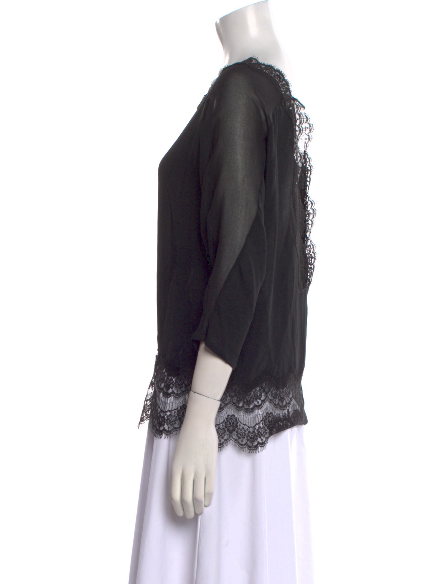 Sandro Square Neckline Three-Quarter Sleeve Blouse