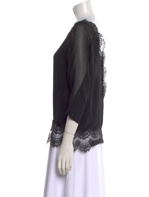 Sandro Square Neckline Three-Quarter Sleeve Blouse