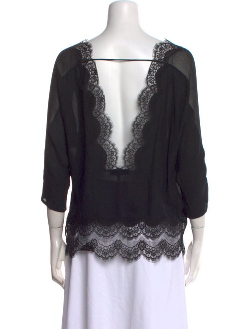 Sandro Square Neckline Three-Quarter Sleeve Blouse