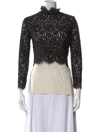 Sandro Lace Pattern Mock Neck Top