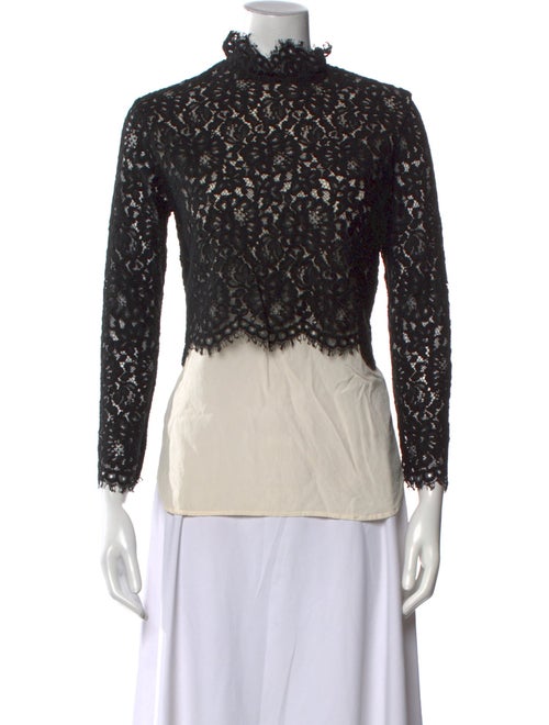 Sandro Lace Pattern Mock Neck Top