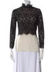 Sandro Lace Pattern Mock Neck Top