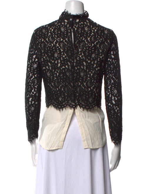 Sandro Lace Pattern Mock Neck Top