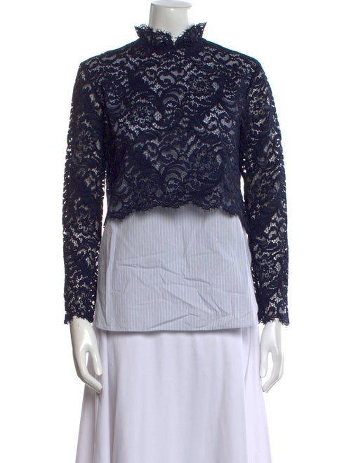 Sandro Lace Pattern Mock Neck Blouse