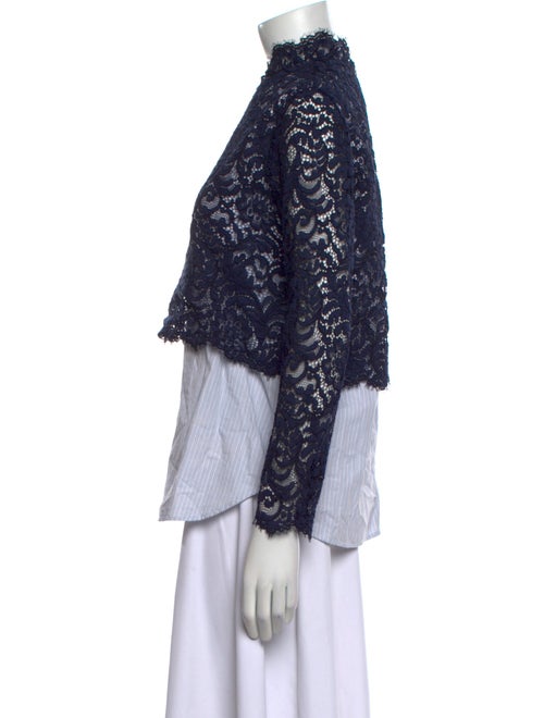 Sandro Lace Pattern Mock Neck Blouse