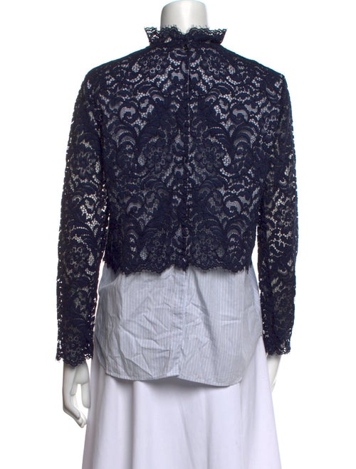 Sandro Lace Pattern Mock Neck Blouse
