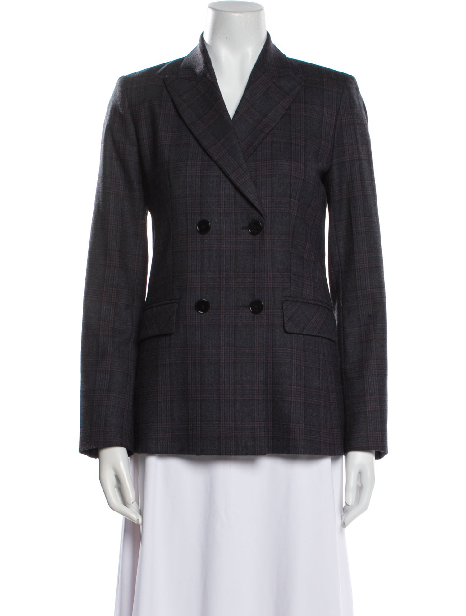 Sandro Virgin Wool Plaid Print Blazer