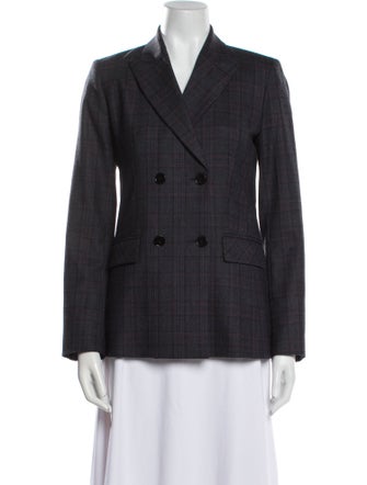Sandro Virgin Wool Plaid Print Blazer