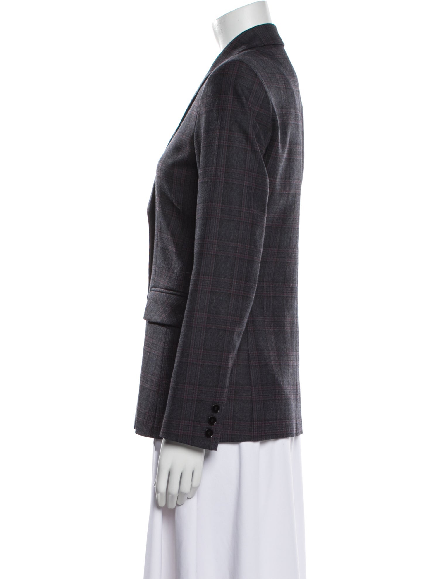 Sandro Virgin Wool Plaid Print Blazer