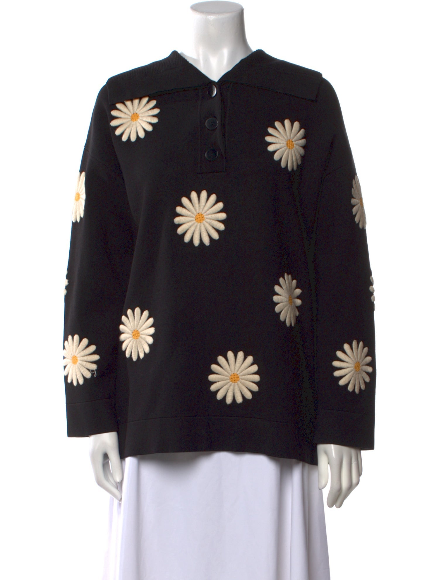 Sandro Floral Print V-Neck Sweatshirt