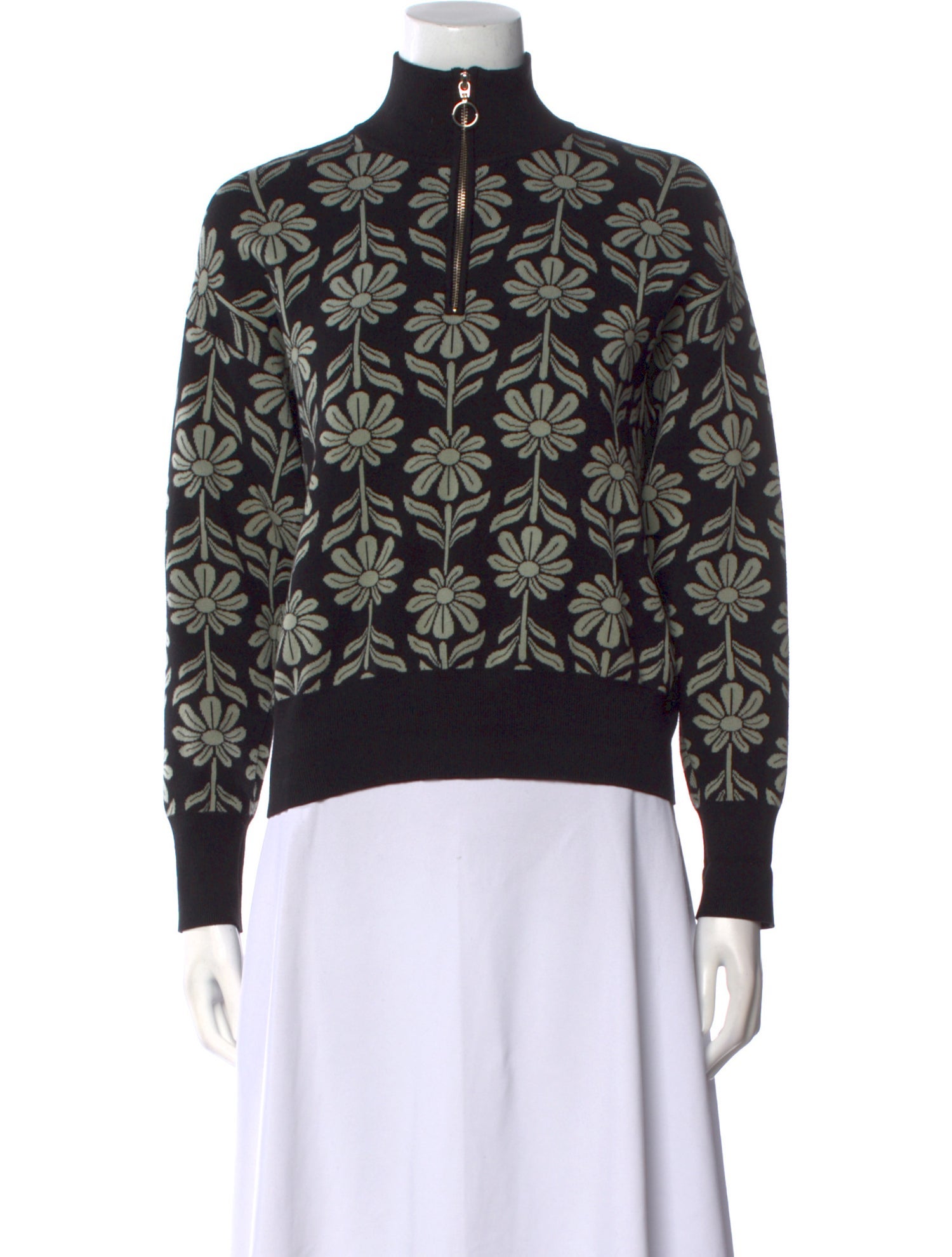 Sandro Printed Mock Neck Sweater