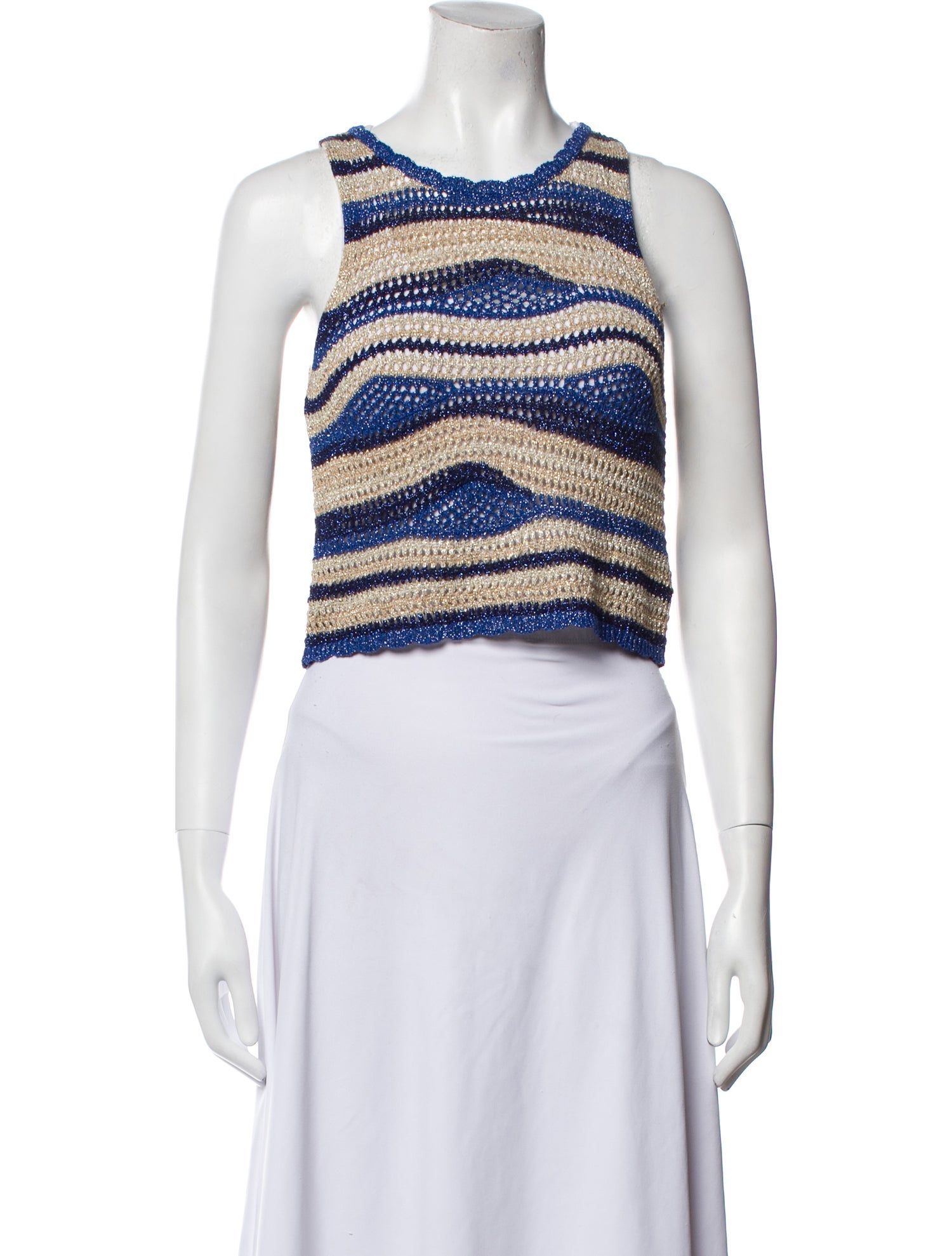 Sandro Striped Scoop Neck Crop Top