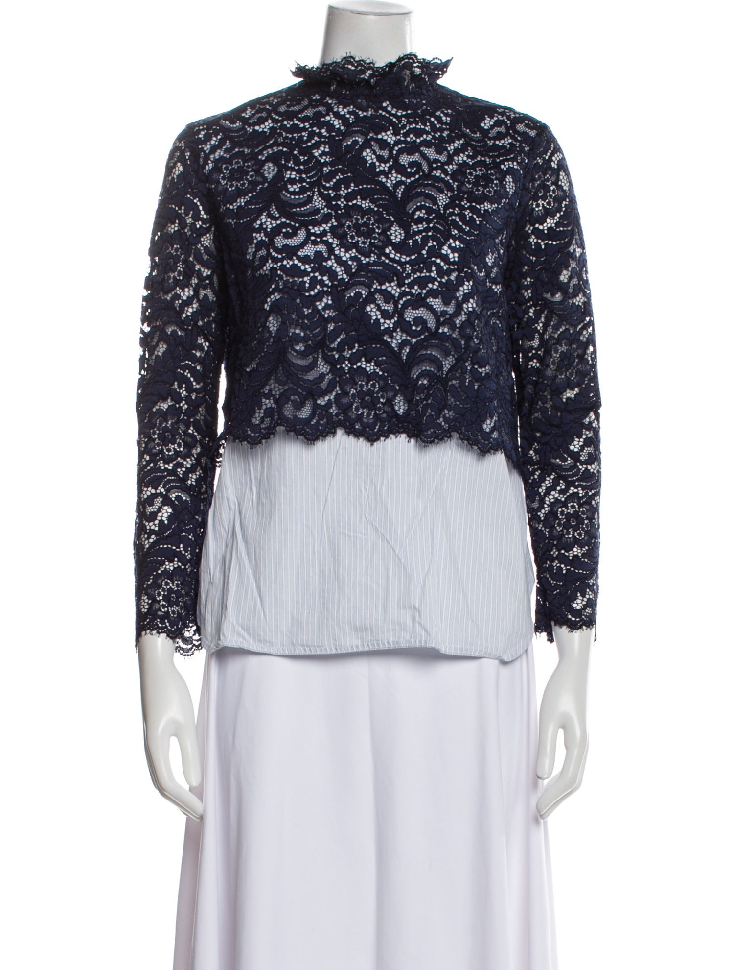 Sandro Lace Pattern Mock Neck Blouse