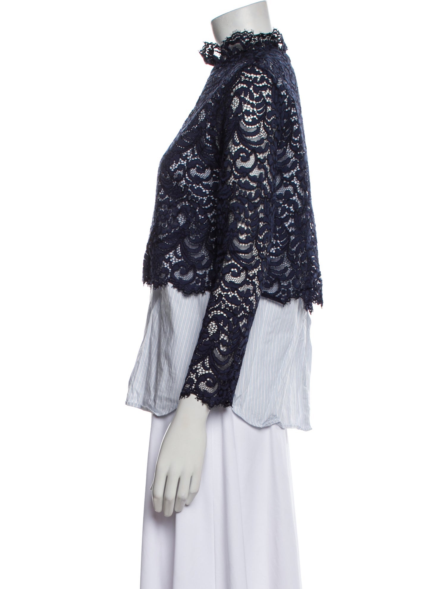 Sandro Lace Pattern Mock Neck Blouse