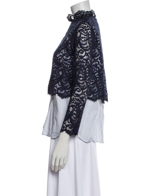Sandro Lace Pattern Mock Neck Blouse