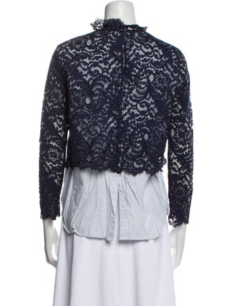 Sandro Lace Pattern Mock Neck Blouse