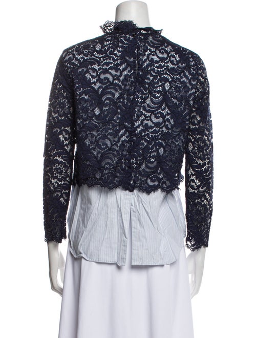 Sandro Lace Pattern Mock Neck Blouse