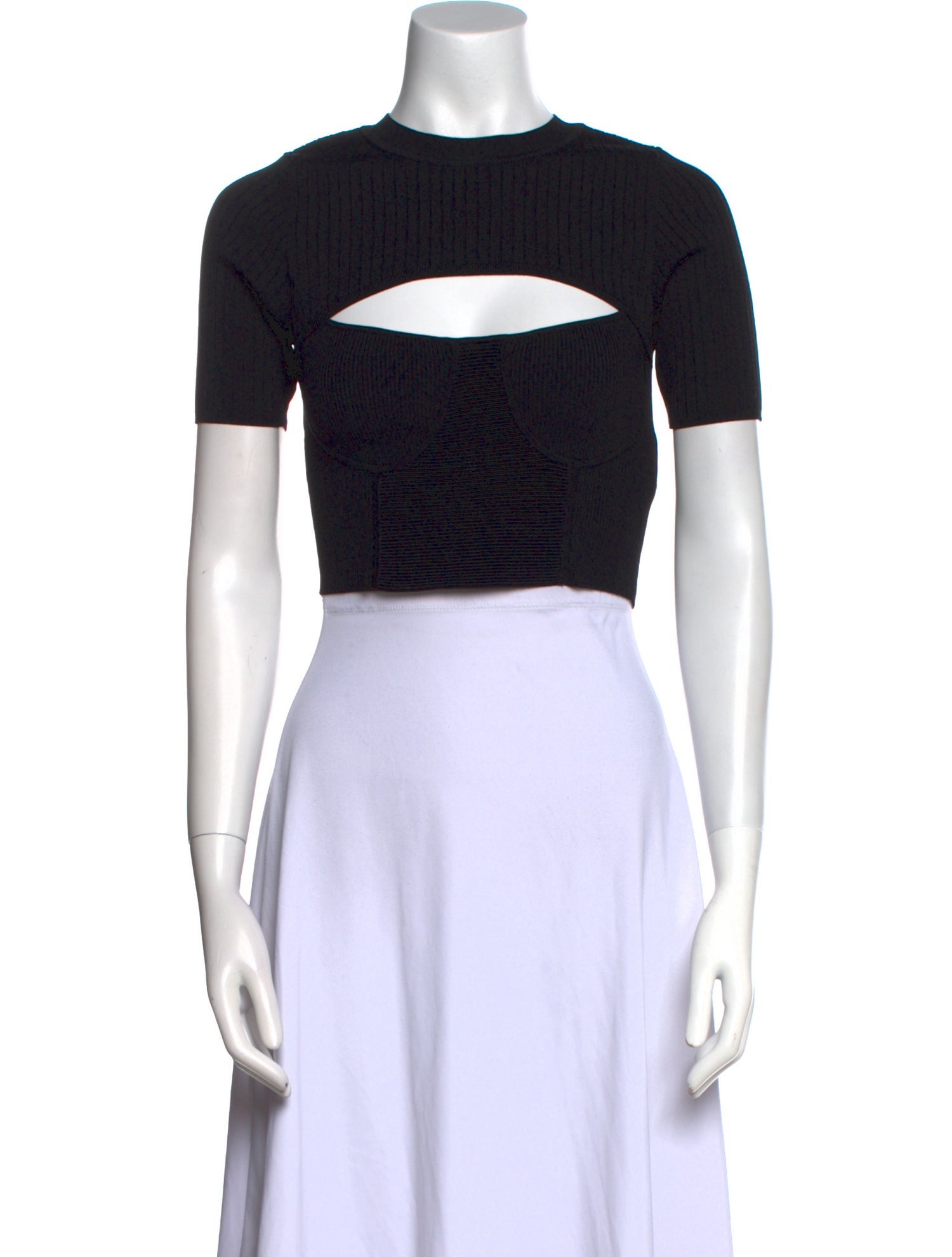 Sandro Crew Neck Short Sleeve Crop Top