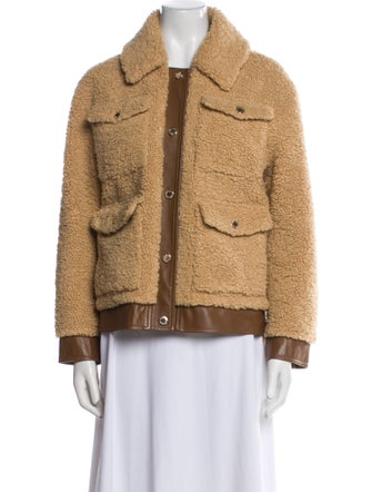 Sandro Tweed Pattern Faux Fur Jacket