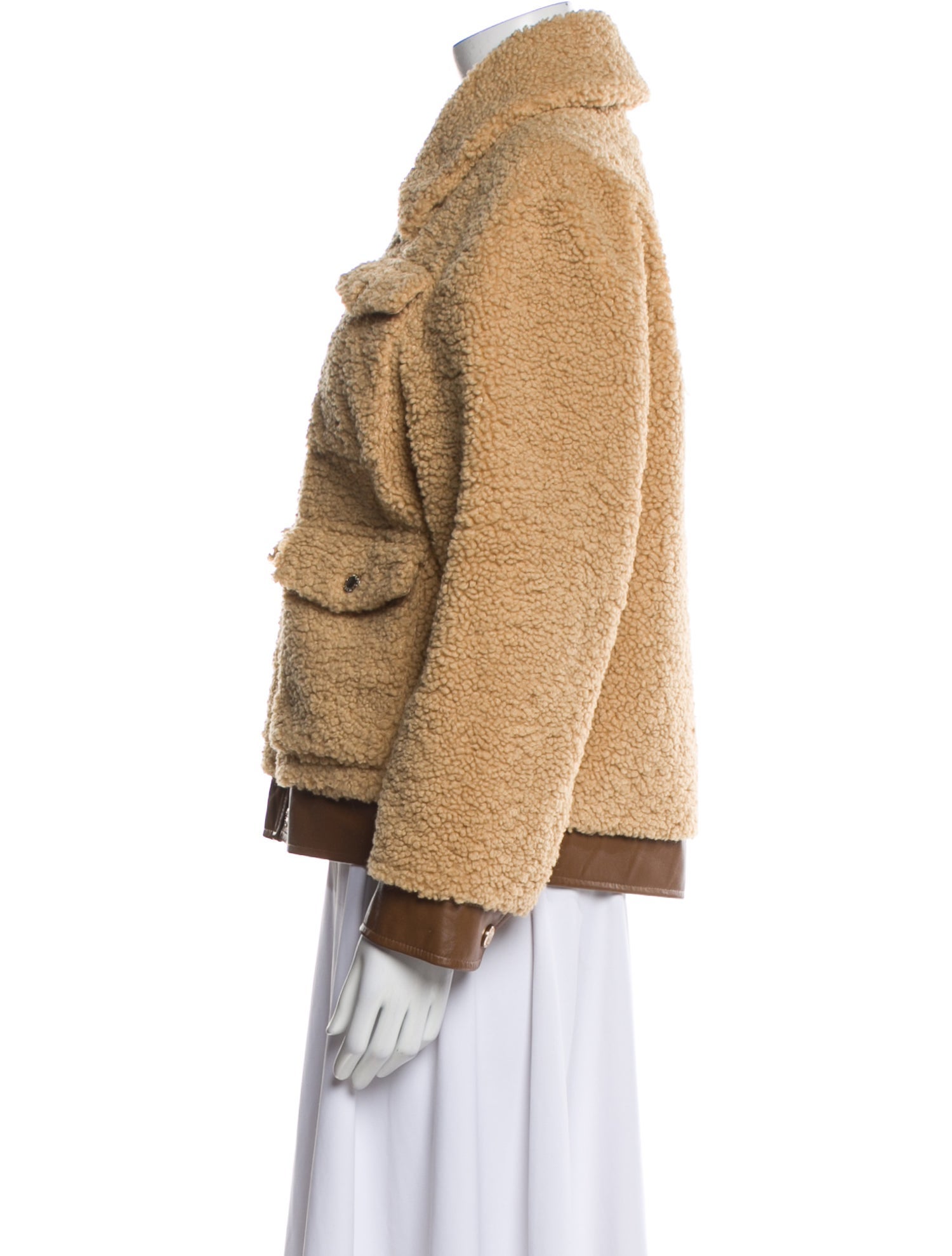 Sandro Tweed Pattern Faux Fur Jacket