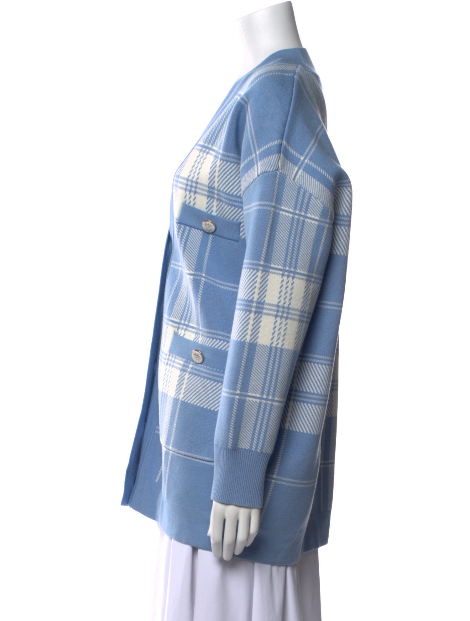 Sandro Plaid Print V-Neck Sweater