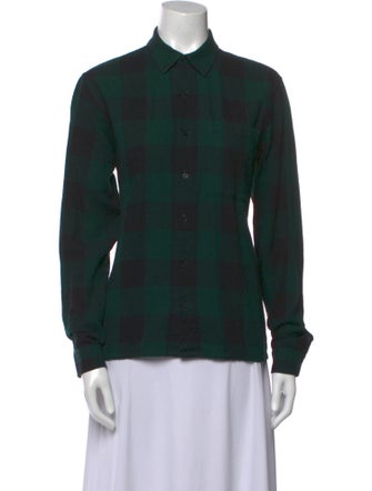 Sandro Plaid Print Long Sleeve Button-Up Top