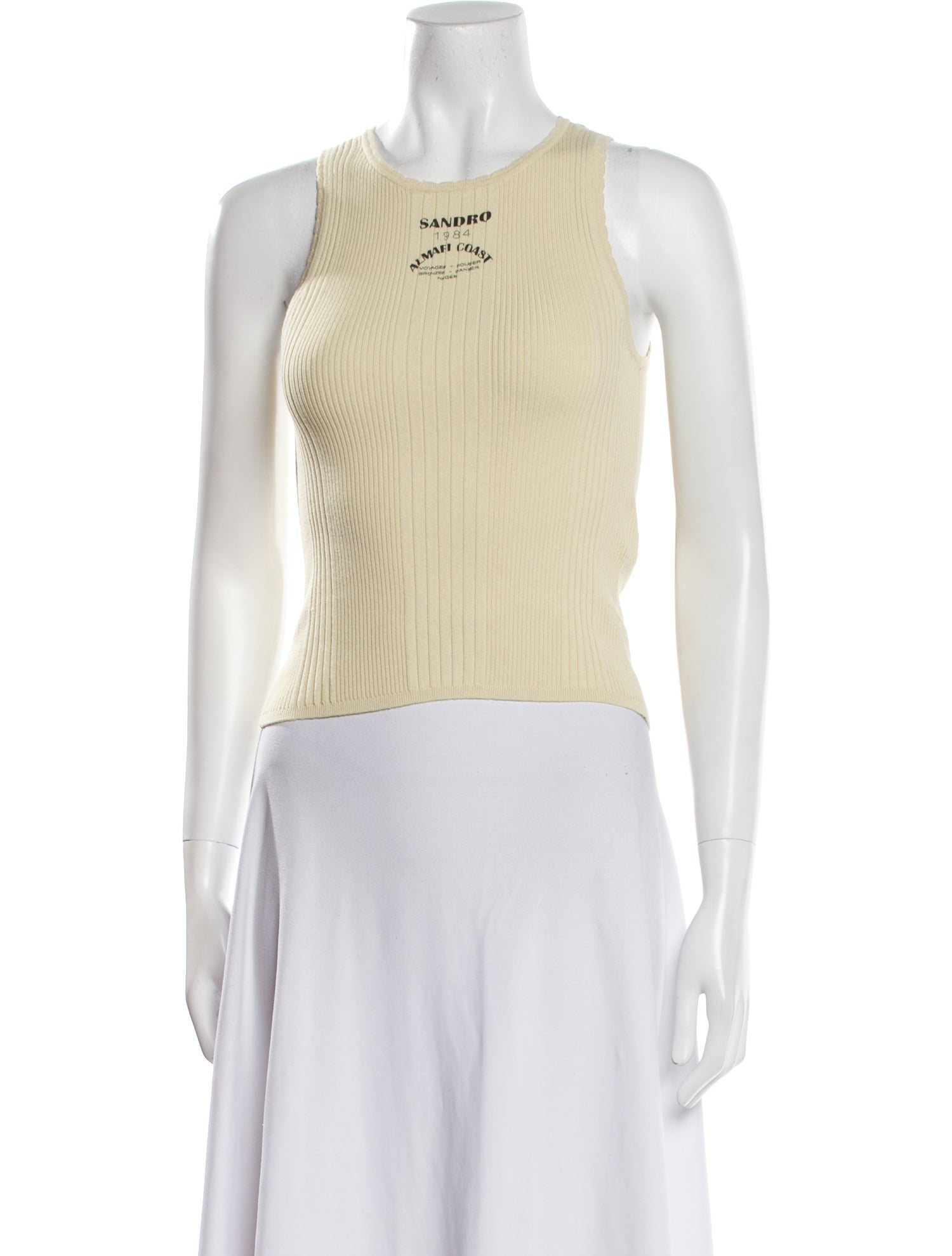 Sandro Crew Neck Sleeveless Crop Top