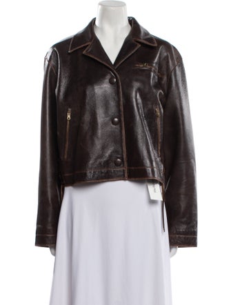 Sandro Lamb Leather Biker Jacket
