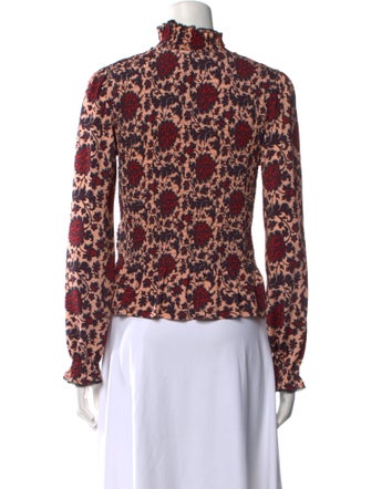 Sandro Floral Print Mock Neck Blouse