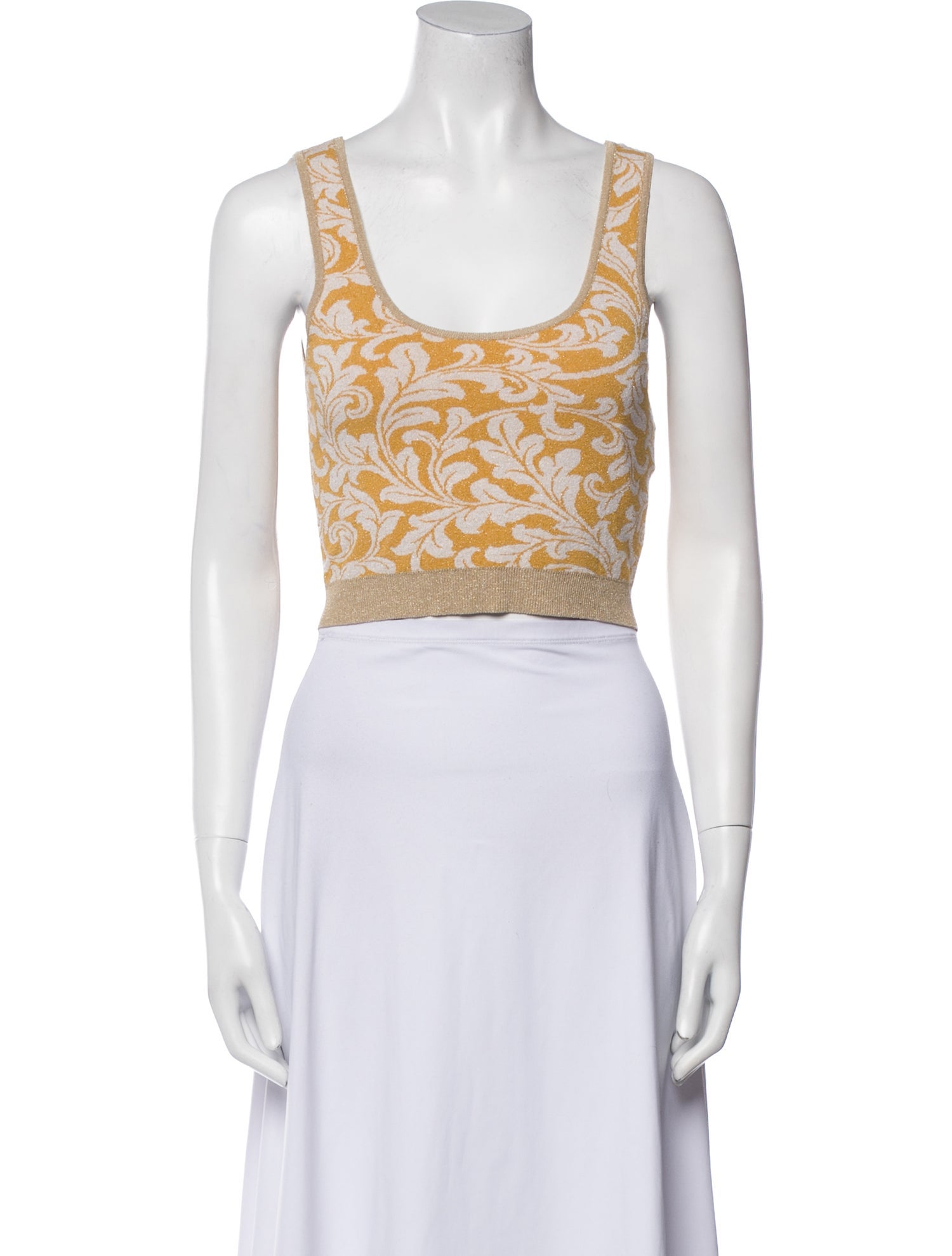 Sandro Printed Scoop Neck Crop Top