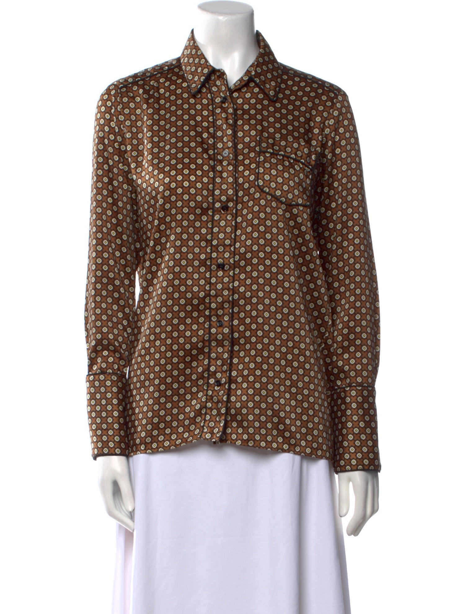 Sandro Printed Long Sleeve Button-Up Top