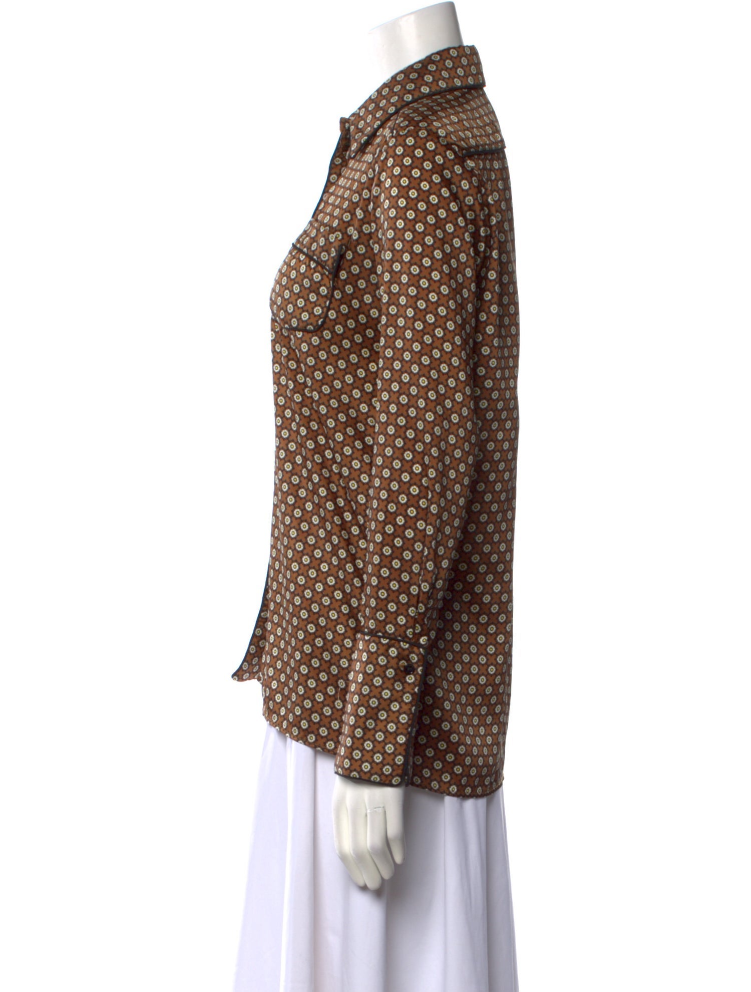 Sandro Printed Long Sleeve Button-Up Top