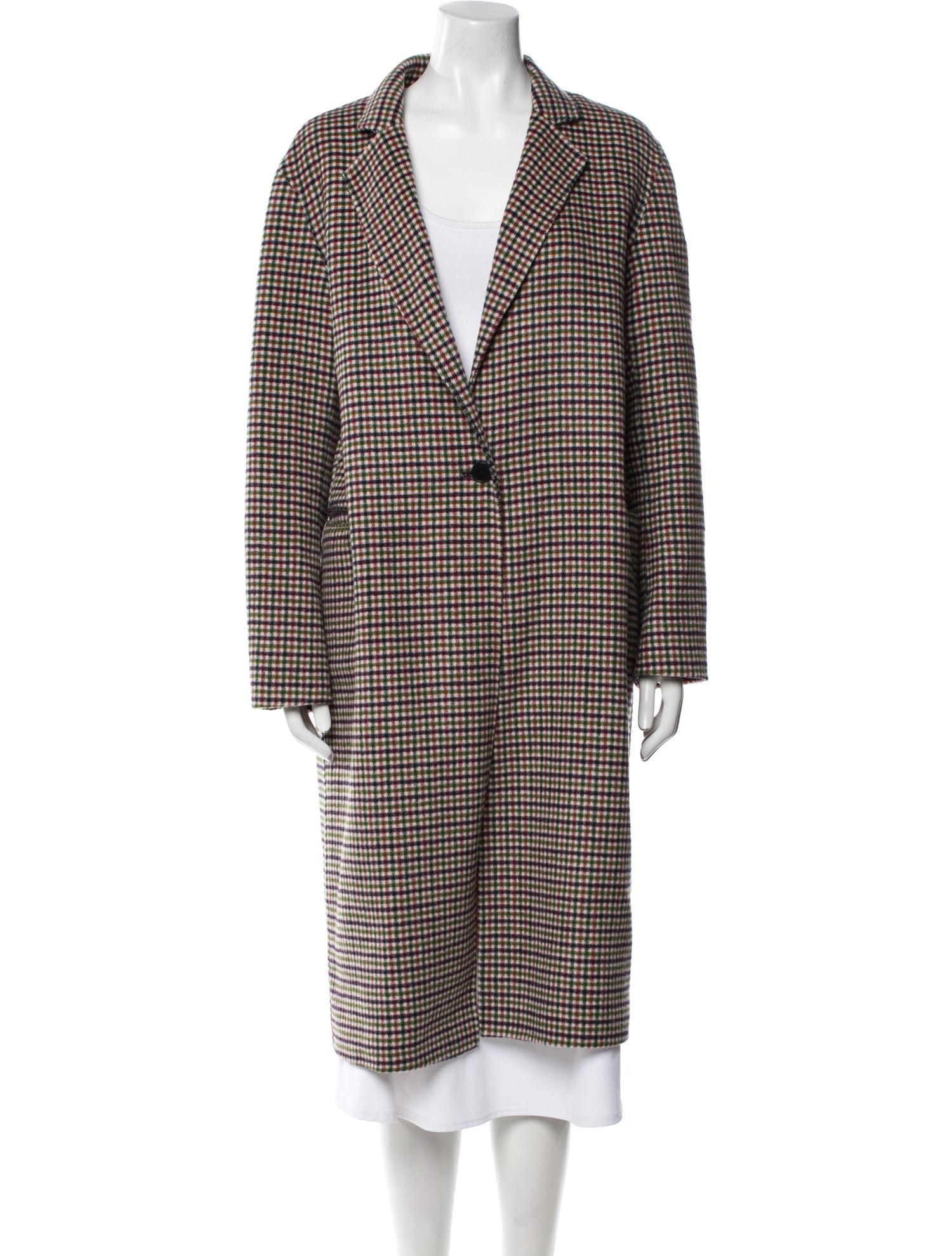 Sandro Wool Plaid Print Coat