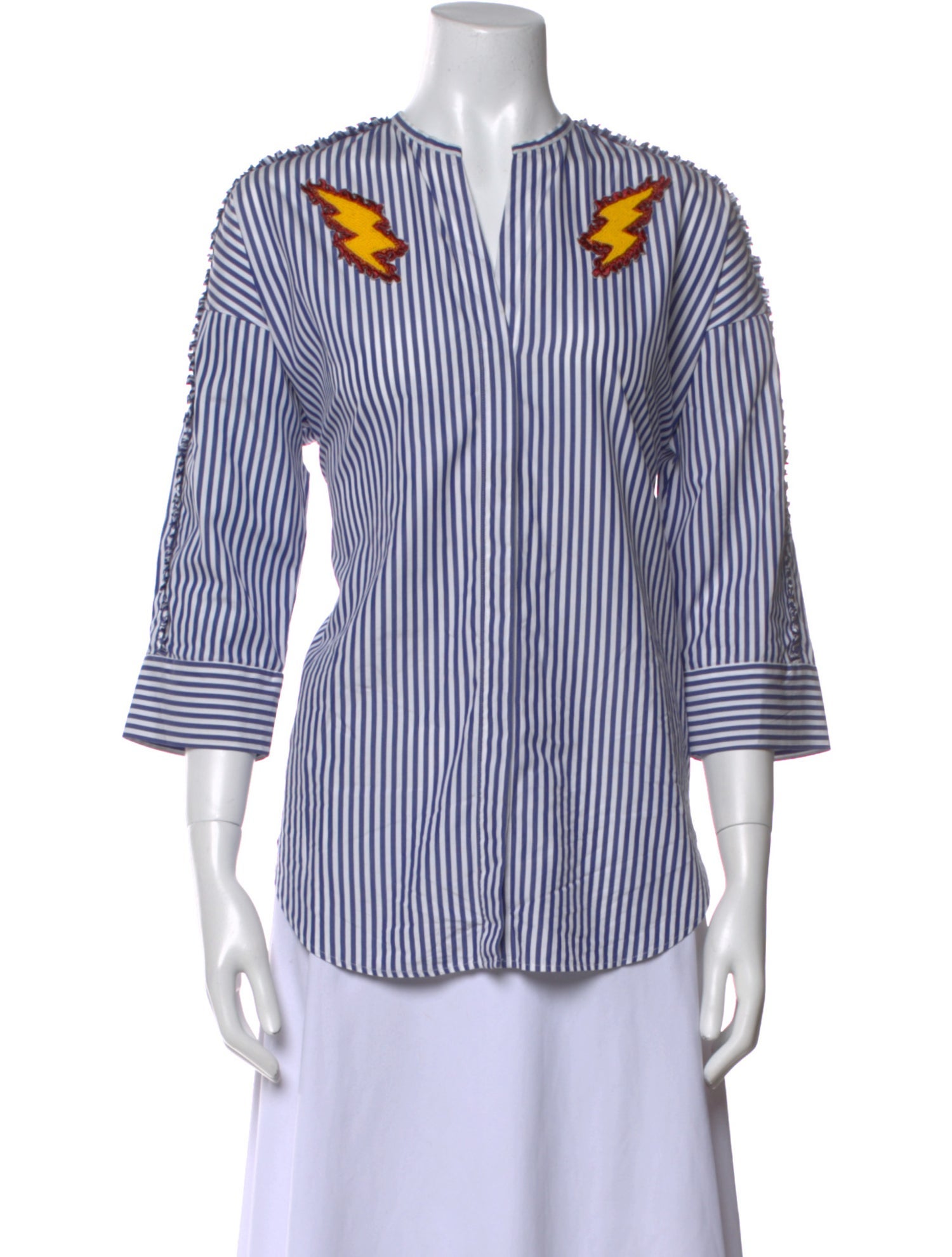 Sandro Striped V-Neck Blouse