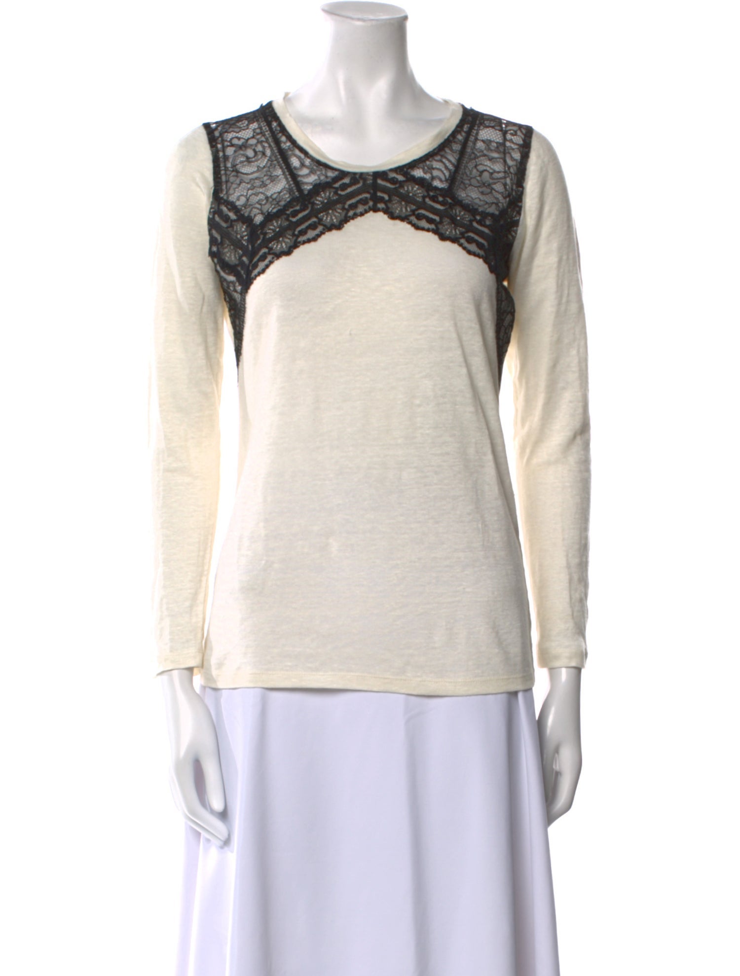 Sandro Lace Pattern Scoop Neck Top