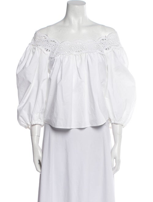 Sandro Off-The-Shoulder Three-Quarter Sleeve Crop Top