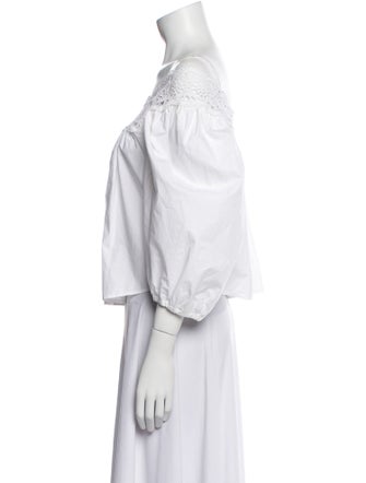 Sandro Off-The-Shoulder Three-Quarter Sleeve Crop Top