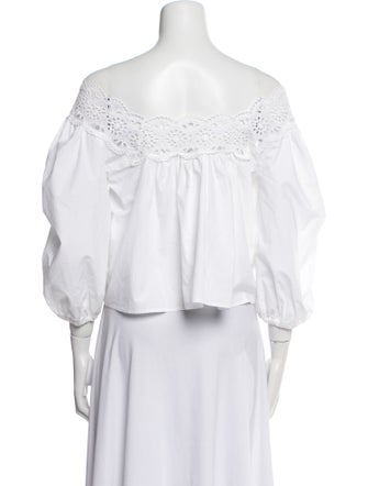 Sandro Off-The-Shoulder Three-Quarter Sleeve Crop Top